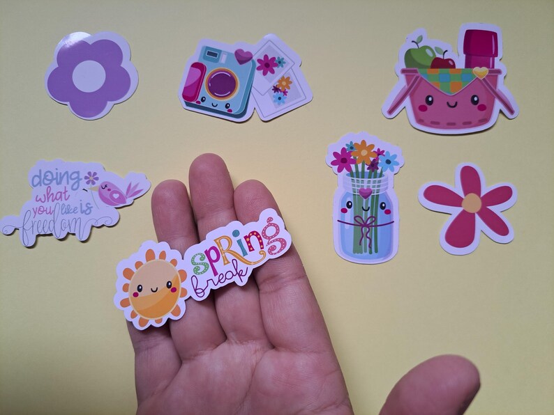 Fun Spring Break Sticker Spring Stickers Set 7 / Spring Break / Welcome Spring. Set 7/flowers - Etsy