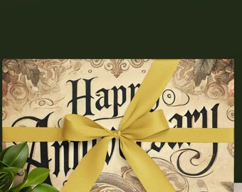 Vintage Anniversary Wrapping Paper - Valentine's Day Gift Wrap with Hearts & Love Theme - Perfect for Him or Her - Romantic Vintage Design