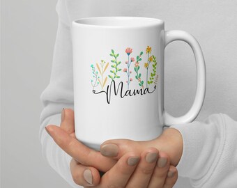 Mama mok, Moederdag cadeau mok, moeder bloemen mok, cadeau voor nieuwe mama mok, zwangerschap cadeau mok, schattige mama mok koffie en thee