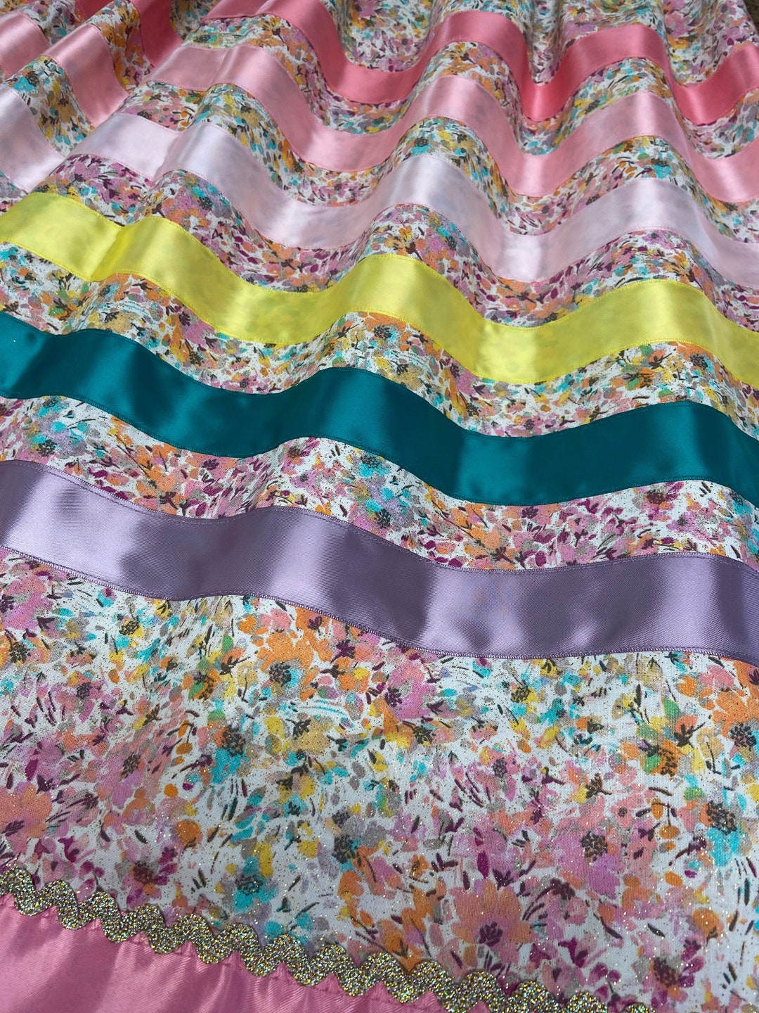 Pink Glittery Floral Ribbon Skirt, Ribbon Skirt Etsy