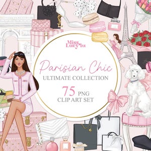 Parijse chique ultieme collectie! Parijs, parfum, laarzen en tassen, meisjesmode illustratie illustraties, png, instant download/afdrukbaar