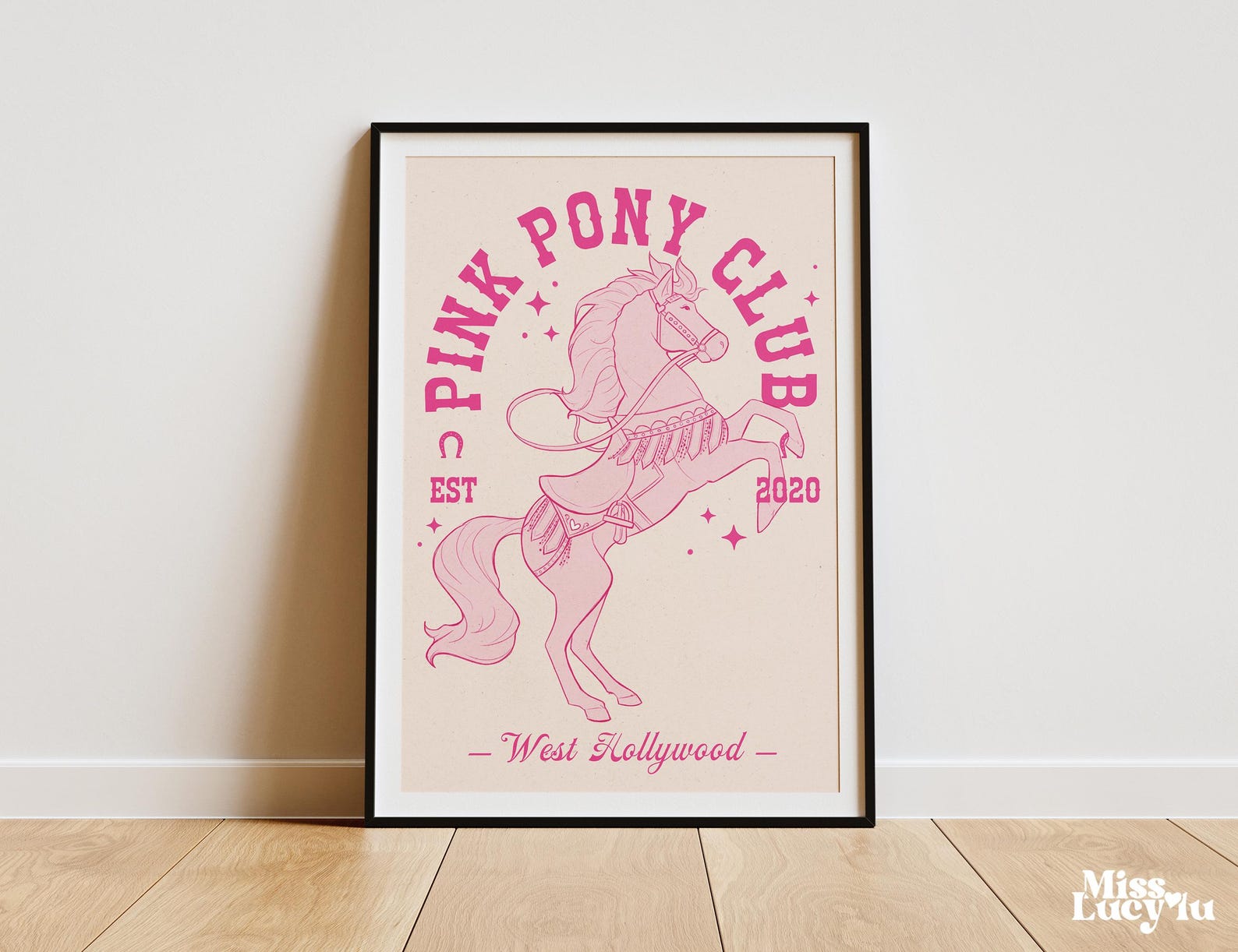 Pink Pony Club Song Lyrics Print, Art Print, Fun Girly Retro Wall Art