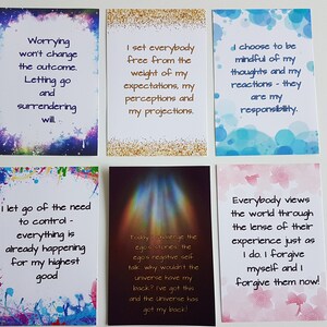 Tarjetas de afirmación imprimibles de Mindfulness, pensamientos empoderadores, amor propio