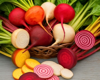 75 Rainbow Mix Beet Seeds – Detroit Dark Red Golden Chioggia White Beet Blend
