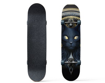CAT GODDESS - Wrapped Skateboard Deck or Just the Decal. Skateboard Wrap and Art. Sticker for Your Skateboard Deck. Design #3. Custom.