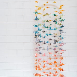 Handmade Rainbow Origami Crane Mobile - Large