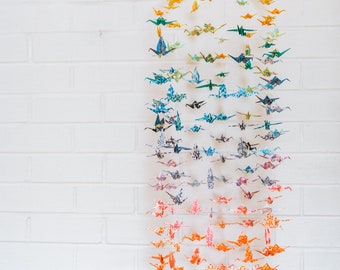 Handmade Rainbow Origami Crane Mobile - Large