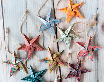 Nordic Origami Star Decoration, Tree Hanging, Decorative Tree Hanging, Handmade, Paper Hanging Star, Eco Friendly, Paper stars, Skandi.