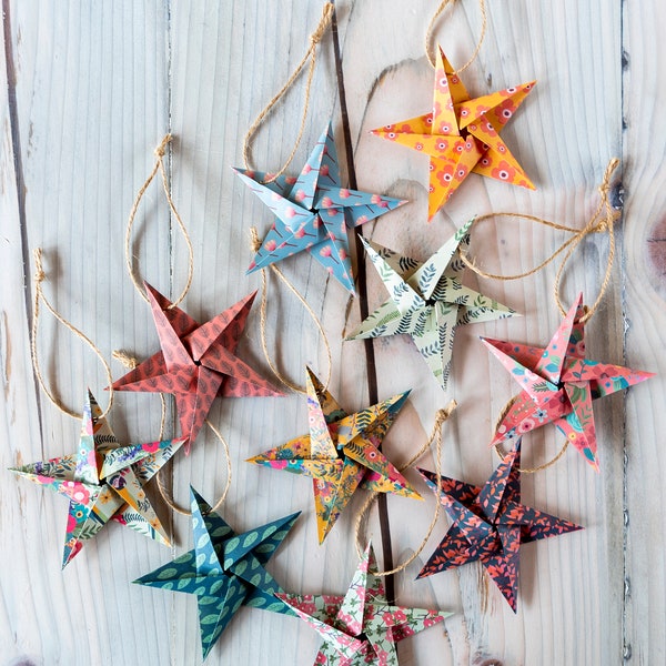 Nordic Origami Star Decoration, Tree Hanging, Decorative Tree Hanging, Handmade, Paper Hanging Star, Eco Friendly, Paper stars, Skandi.