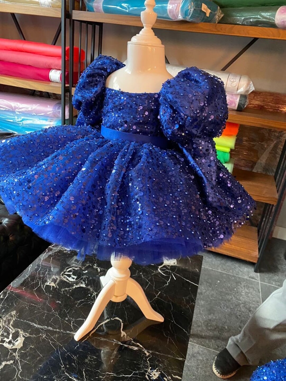 Royal Blue Sequin Dress custom Dress long Sleeve Puffy Dress girls Luxury Dress Etsy Canada