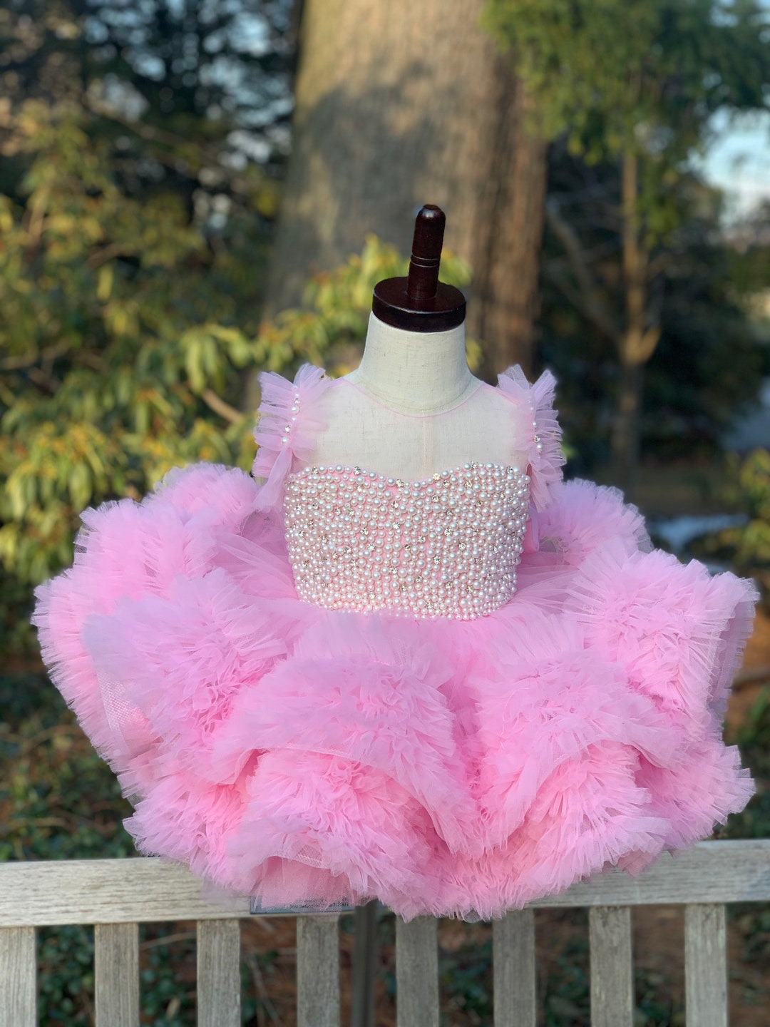 Pink Puffy Tulle Dress for Little Girls,blush Tutu Dress for Toddlers