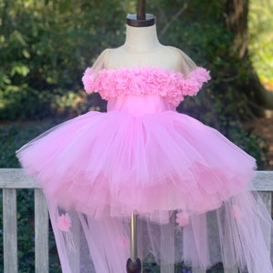 Pink Tulle Baby Girl Dress,Pink Flower Girl Dress,First Birthday Princess Dress,Puffy Baby Wedding Dress,Tutu Dress, Toddler Party Dress