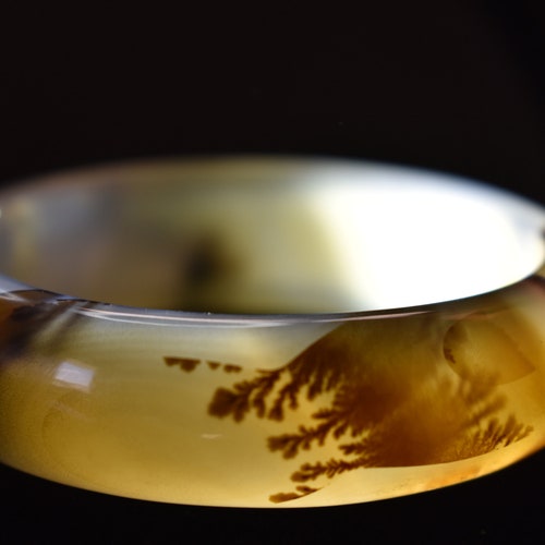 Dendrite shops in Chalcedony Bangle, 54.5mm+ Diameter, Very Rare! Rare Deal!