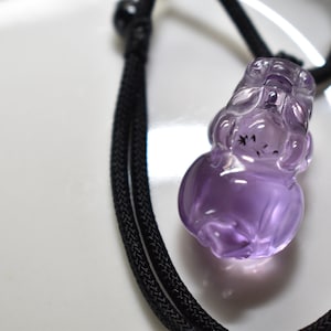 High Grade Brazilian Amethyst with Hollandite Inclusion Pixiu Pendant, High Translucency! Very Very Rare!