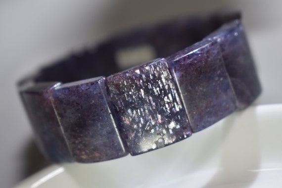 Premium Select High Grade Bloodshot Iolite/Cordierite Stretch Bracelet, 18.5mm+, Very Rare Find! Very Rare Deal!