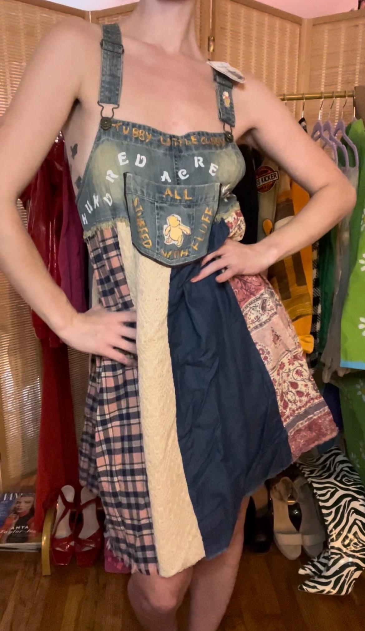 white christmas dresses (S) Winnie The Pooh Denim Overall Dress main image 1