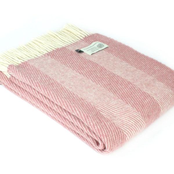 Bold Stripe Dusky Pink Pure New Wool Throw