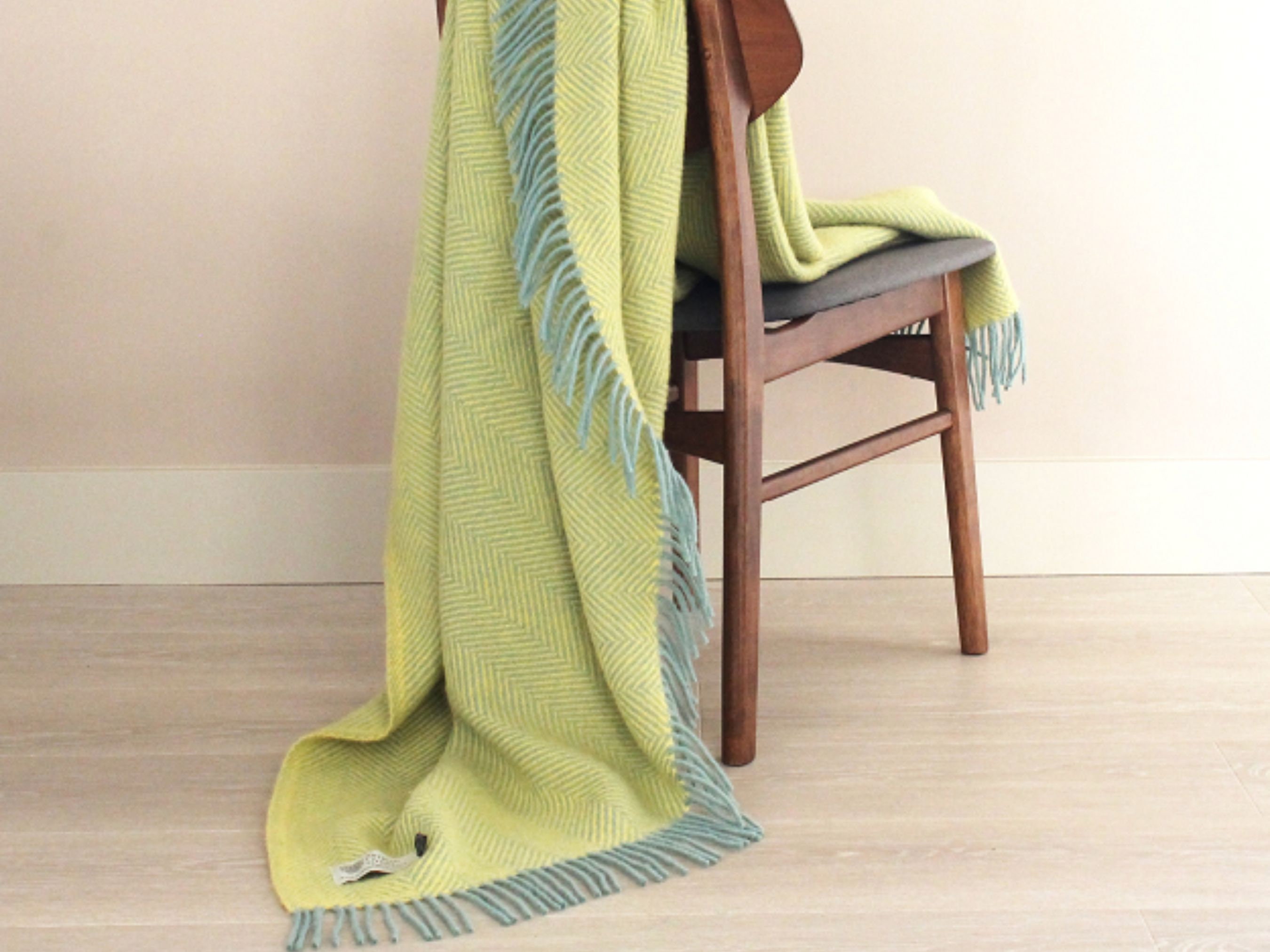 Herringbone Lemon Yellow Wool Throw Etsy UK