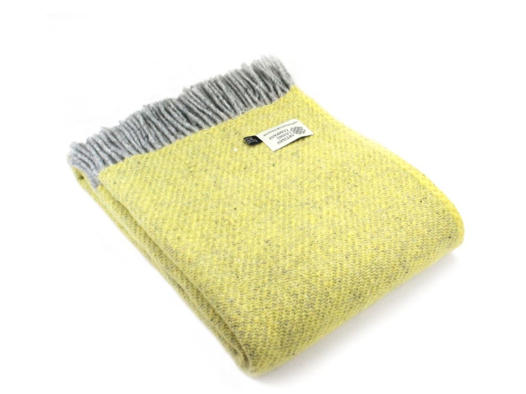 Large Lemon Yellow Wool Throw Etsy UK
