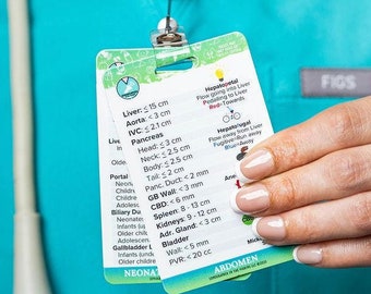 Ultrasound Badge Buddy Quick Reference Guide, Sonographer Cheat Sheet, Sonography Student Sonographer Gift - Abdomen/Small Parts