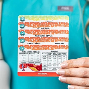 Ultrasound Badge Buddy Quick Reference Guide, Sonographer Cheat Sheet, Sonography Student Sonographer Gift - Vascular/Arterial