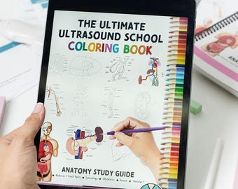 Sonography Coloring Book, Ultrasound Student Study, Ultrasound Notes, Liver Review, Sonographer Gift, Anatomy Notebook, DMS student