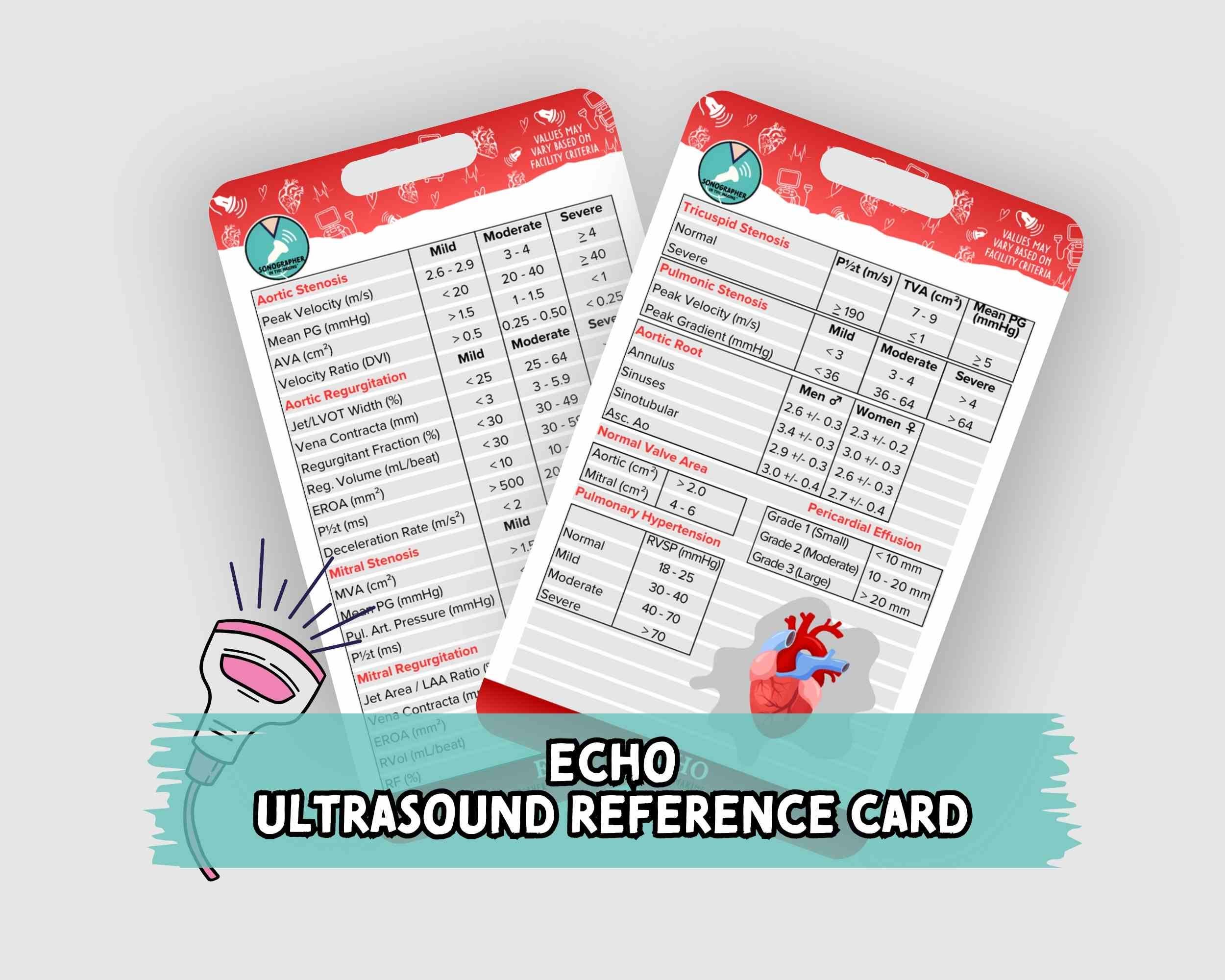 Ultrasound Badge Buddy Quick Reference Guide, Sonographer Cheat Sheet ...