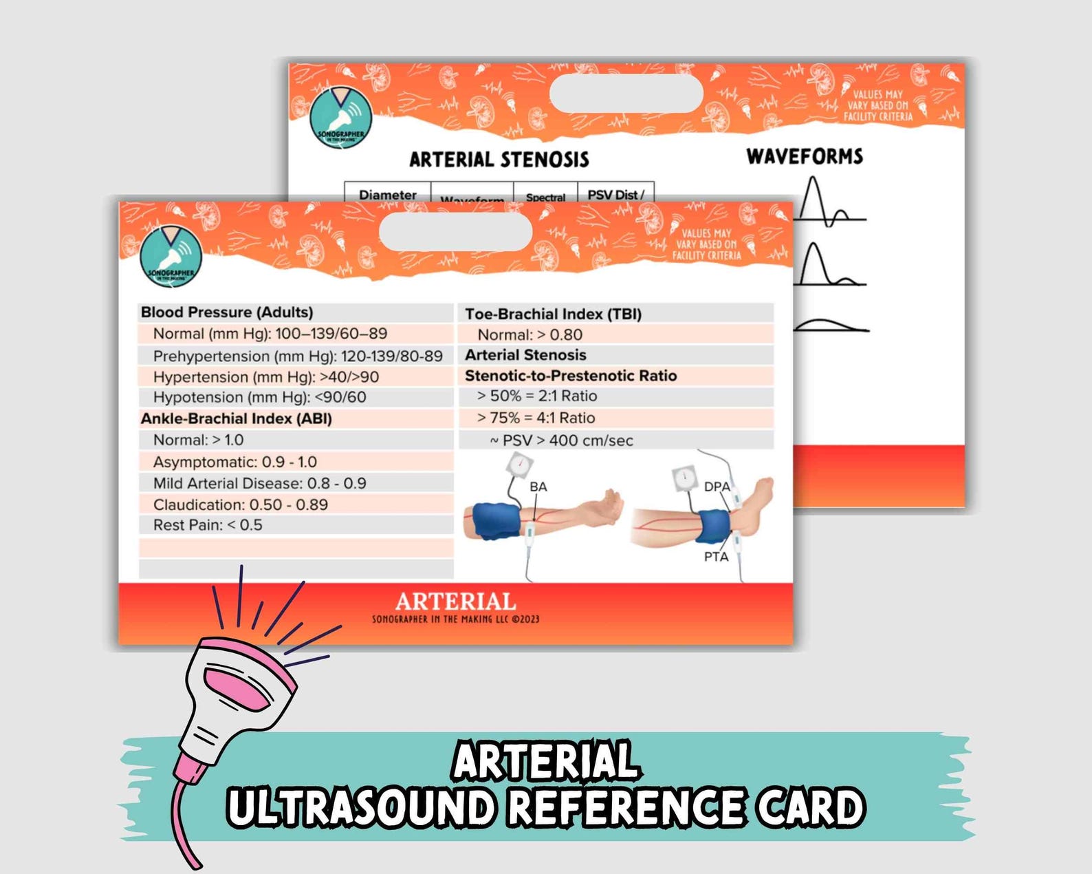 Ultrasound Badge Buddy Quick Reference Guide, Sonographer Cheat Sheet ...