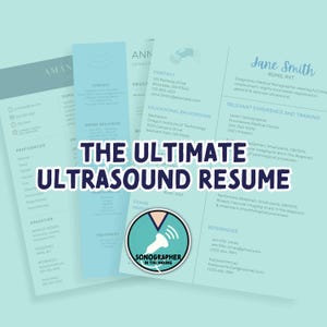 May include: A resume template for ultrasound technicians with the text "The Ultimate Ultrasound Resume" in large, bold letters. The resume template is designed to help ultrasound technicians create a professional and effective resume.