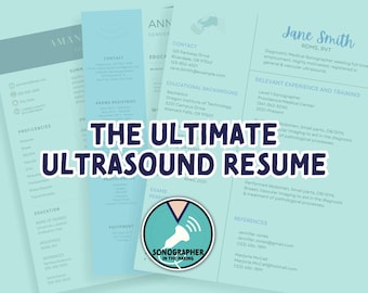 Sonographer Resume template | Ultrasound tech resume | Ultrasound Grad | Sonography Student| Sonographer Digital Resume | Graduate