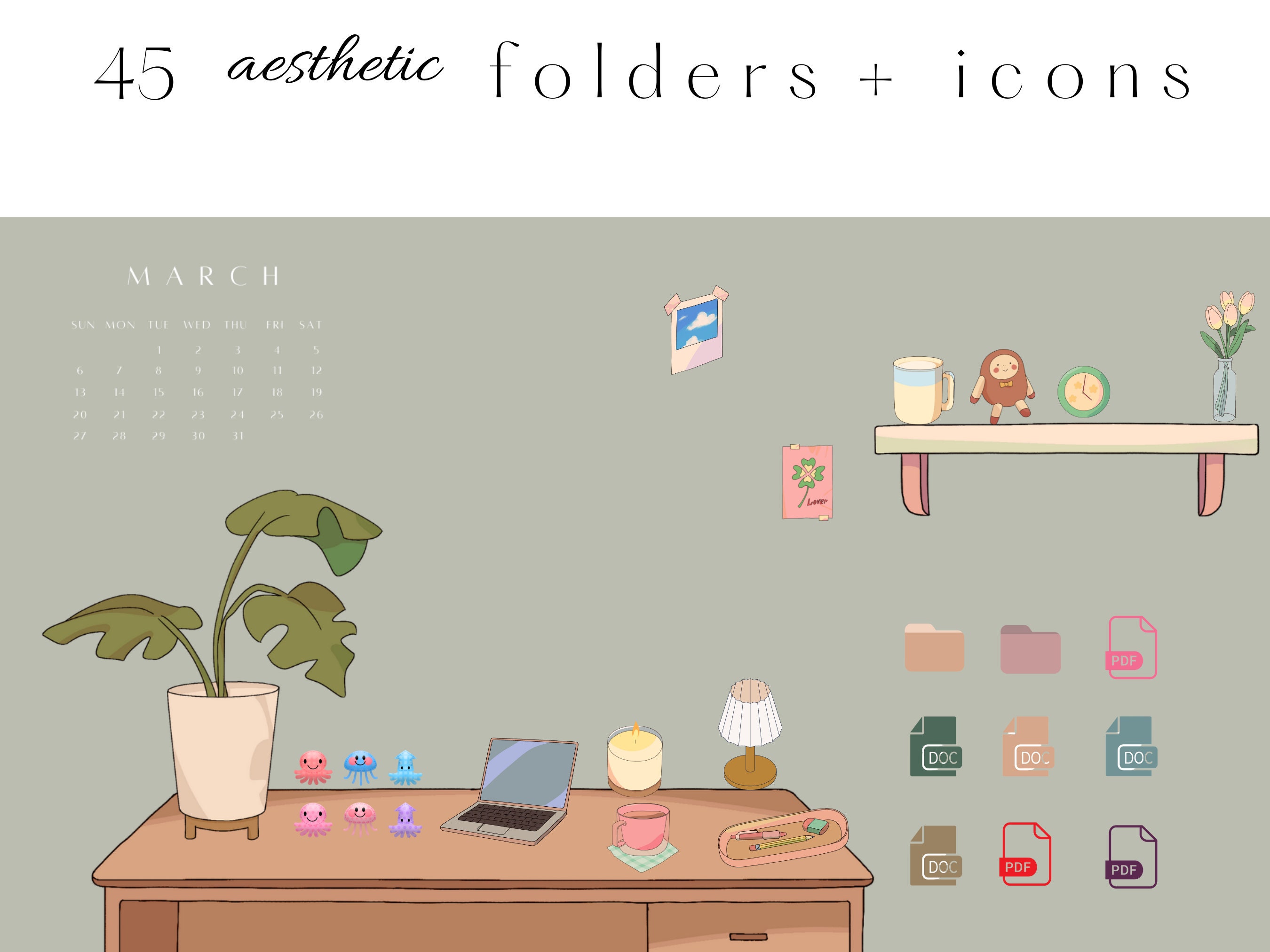 MacBook Folder Icons L Boho Folder Icons for Mac I Houseplant Icons for