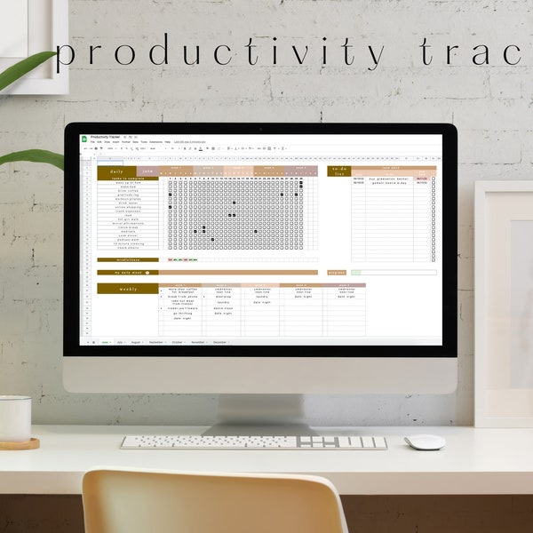 GOOGLE Sheet - Productivity Tracker - Google Sheet Habit Tracker Dashboard - To Do Sheet - Mood Tracker- Google Daily Planner