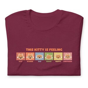 Carta da emoção do gato da vaquinha para uma comunica camiseta de <br> Crie Seu Próprio Produto! Vestuário para autismo, autista, síndrome de Down, ansiedade, doença crônica, PTSD