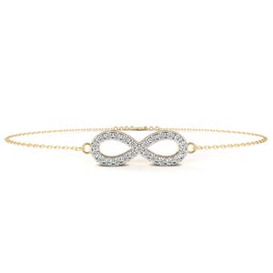 14K Gold Infinity Bracelet | Dainty Diamond Infinity Charm Bracelet | Symbol of Eternal Love | Delicate Fine Party Wear Jewelry Gift for Her