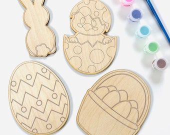 Kit de pintura de madera para Pascua (DIY) / Actividad de manualidades para niños