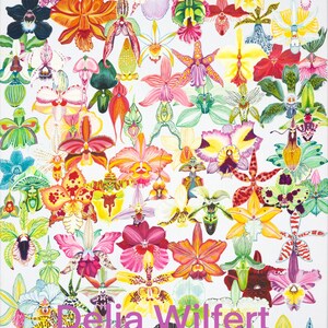 Impression numérique, téléchargement numérique, aquarelle auto-peinte, photo de fleur d’orchidée, peinture de fleur d’orchidée, art mural, décoration murale, carte de vœux