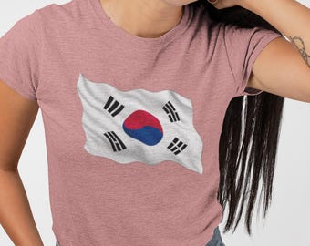 韓国国旗ハートプリント ユニセックス Tシャツ Tシャツ トップス