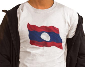 Laos-Flaggen-Hemd, Laos-Flaggen-Hemd, Laoten-Flaggen-Hemd, Laos-Flagge T-Shirt, Laos-Flaggen-T-Shirt Laos-Flaggen-T-Shirt Laotischen-Flaggen-T-Shirt Lao-T-Shirt
