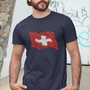 White Swiss Flag Unisex T-shirt, Red Cross Reverse Swiss