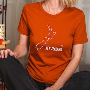 Nieuw-Zeeland kaart shirt Kiwi land T-shirt nationale grens vorm natie grens gebied lijn overzicht Tee T-shirt Unisex mannen vrouwen T-shirt Tees