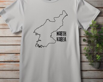 NordKorea Karte Umriss Shirt DPRK Land Grenze Nationale Grenze Nation Geographie T-Shirt Unisex Kleidung T-Shirt Männer Frauen T-Shirts Kleidung