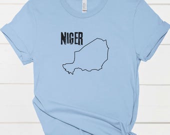 Niger Map Shirt Nigerien Country T-Shirt National Border Shape Nation Boundary Area Line Outline Tee T Shirt Unisex Men Women TShirt Tees