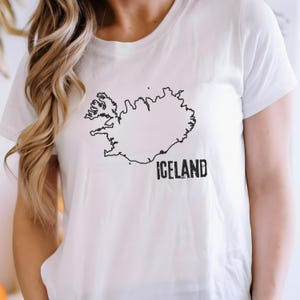 Carte de l'Islande T-shirt contour du pays islandais forme T-shirt hommes femmes vêtements pour adultes unisexes Nation frontière frontière nationale zone texte T-shirt