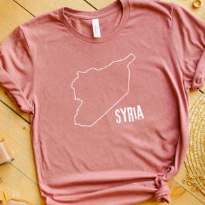 Syrien Karte Shirt mit Text Unisex Kleidung syrischen Land T-Shirt Männer Frauen Kleidung Geographie T-Shirt Land Umriss Form Nationale Grenze