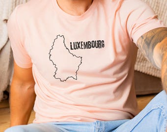 Luxembourg Map Shirt Country Line T-Shirt with Text Unisex Adult Tee Men Women T Shirt Clothing Clothes National Border Boundary Area Tees