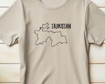 Tajikistan Map Shirt with Text Unisex Clothing Tajik Country T-Shirt Men Women Clothes Geography Tee TShirt Land Outline Shape Nation Border
