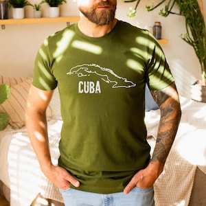 Cuba kaart overzicht shirt Cubaanse landgrens nationale grens lijn natie geografie T-shirt Unisex kleding T-shirt mannen vrouwen T-shirts kleding Cuba