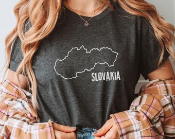Slovakia Map Shirt Country Outline T-Shirt Slovak Geography Clothing Clothes Unisex Tee Men Women Boundary Nation Shape National Area Border
