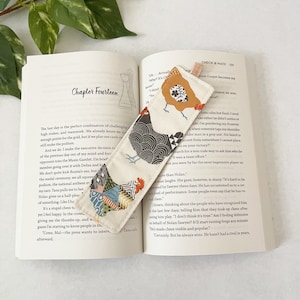 Chicken Print Fabric Bookmark Book Lover Gift