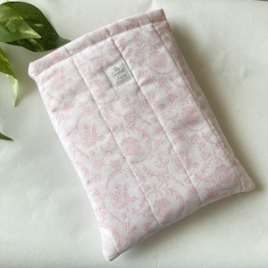 Quilted Book Sleeve Paperback Book Protector Pink Floral Coquette Print